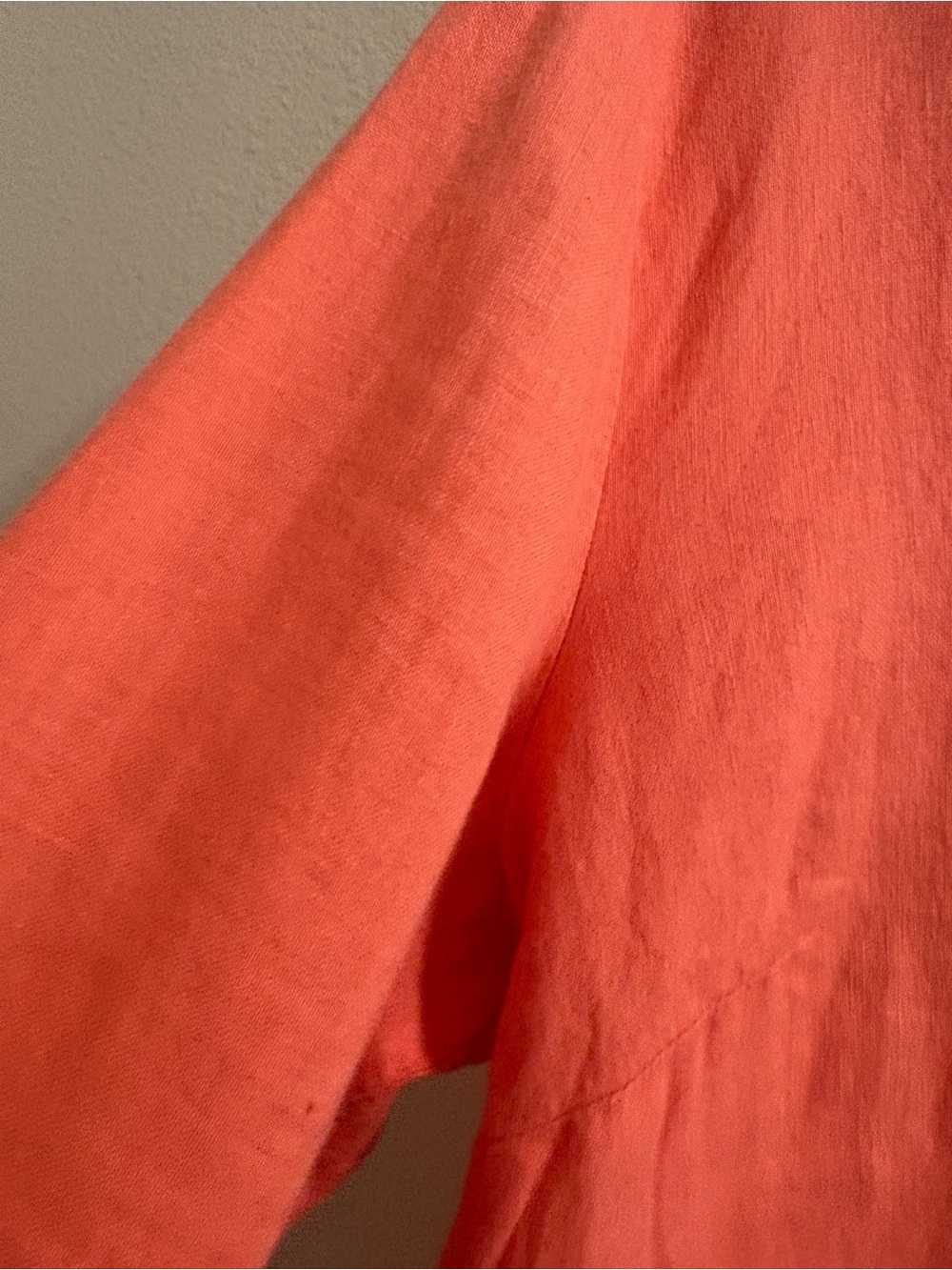 JM Collection 100% Linen Coral Button Front Roll Tab Shirt Size 18 Plus - Picture 9 of 15